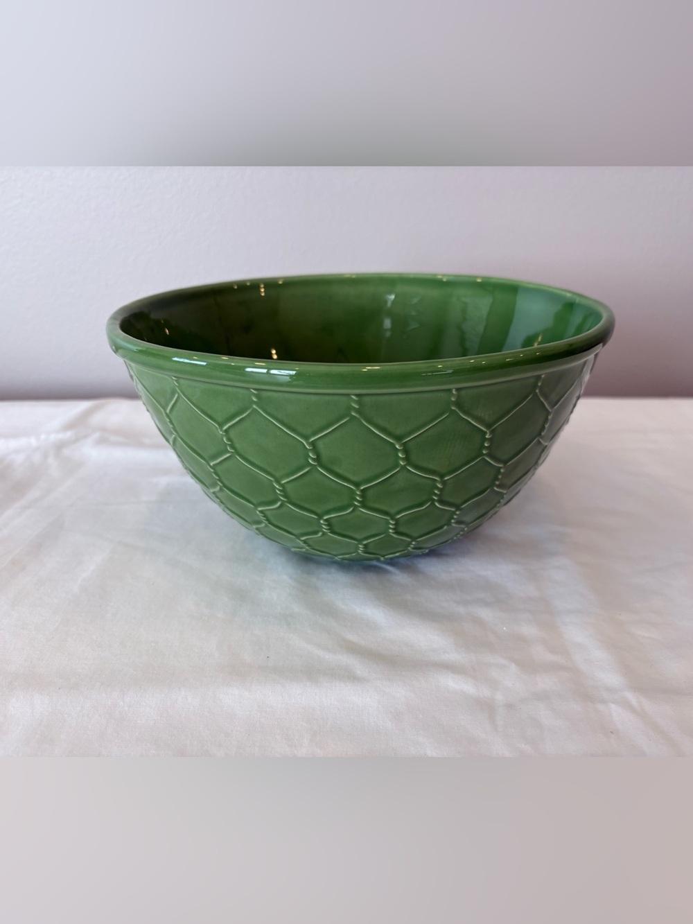 Ceramiche Virginia Italy Green Large 9.5” Pasta Serving Bowl Chain Link Design